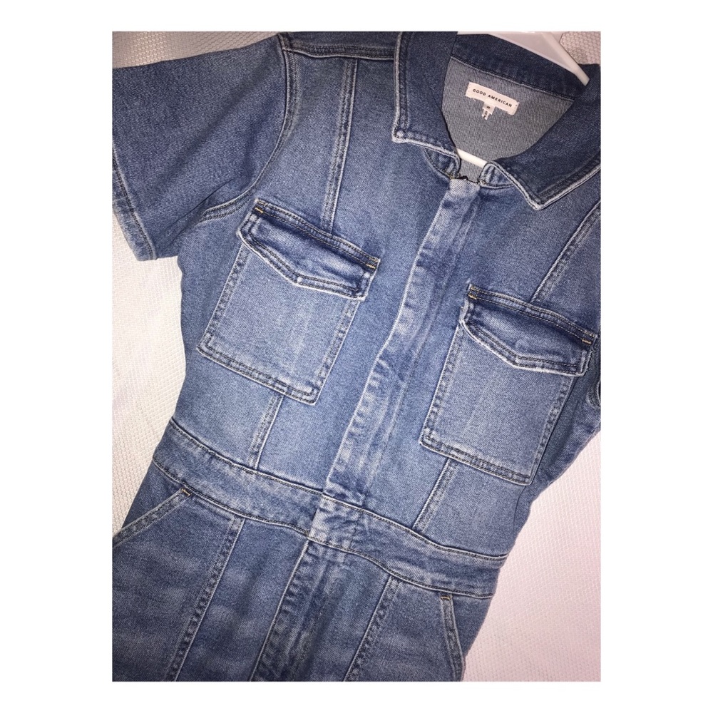 Good American Fit for Success Denim Jumpsuit, size 2